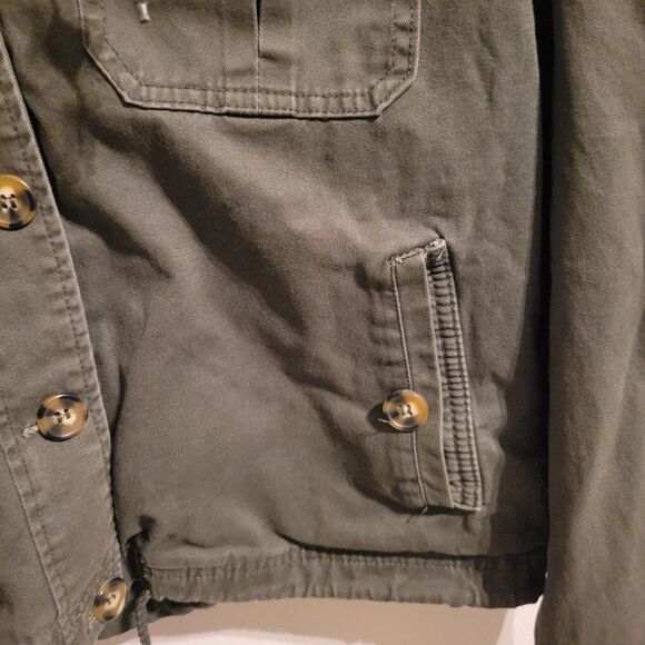 Ashley‎ 26 International Jacket Womens L Green Utility Hooded Cropped Trendy - Picture 9 of 16